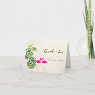 Cartão De Agradecimento Tropical Flamingos