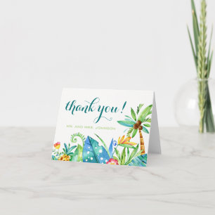 Cartão De Agradecimento Tropical Floral Aquarela Obrigado Nota