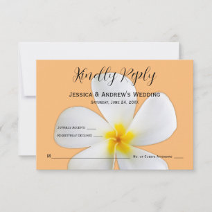 Cartão De Agradecimento Tropical Floral, Plumeria Branca Laranja, RSVP