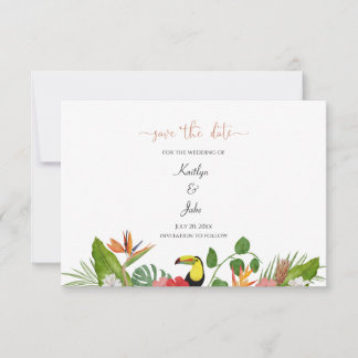 Cartão De Agradecimento Tropical Floral Save the Date Card