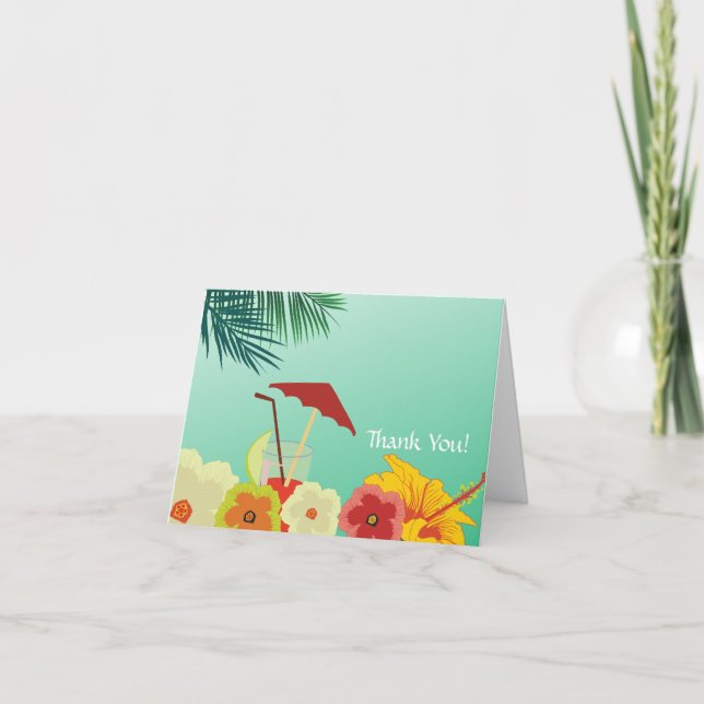 Cartão De Agradecimento Tropical Flowers Bridal Shower Thank You Card (Frente)