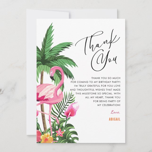Cartão De Agradecimento Tropical Hawaiian 25th Birthday Thank You Cards    (Frente)