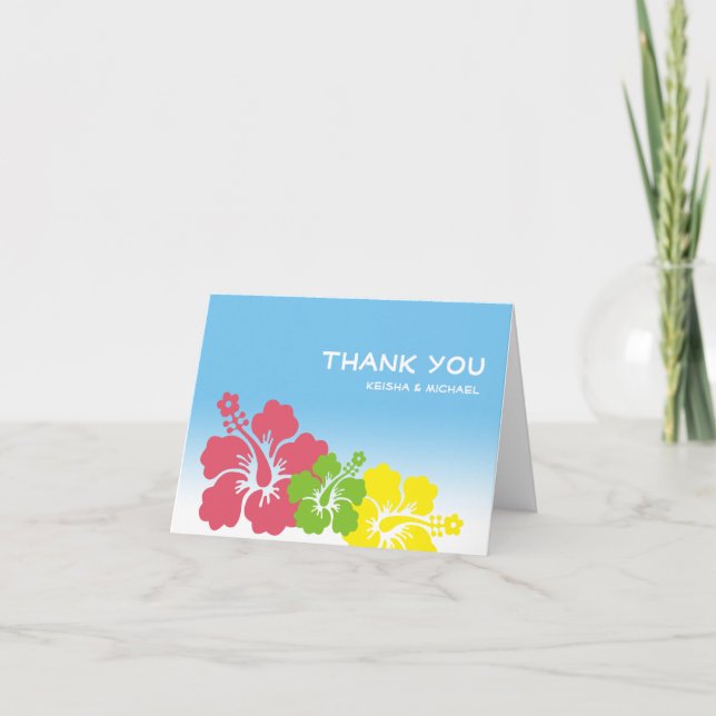 Cartão De Agradecimento Tropical Hawaiian hibiscus flower thank you note (Frente)