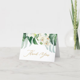 Cartão De Agradecimento Tropical Leaves Green And White Bridal Shower