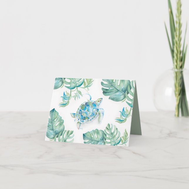Cartão De Agradecimento Tropical Obrigado Nota Tartaruga Marinha (Frente)