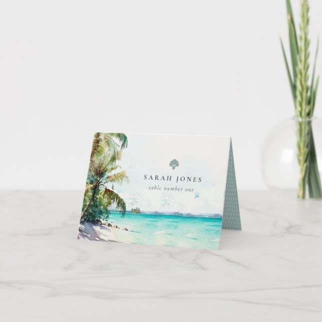 Cartão De Agradecimento Tropical Palm Beach Weding Place Card Broccoli (Frente)