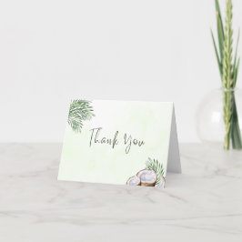 Cartão De Agradecimento Tropical Palm Leaf & Coconut Thank You Card