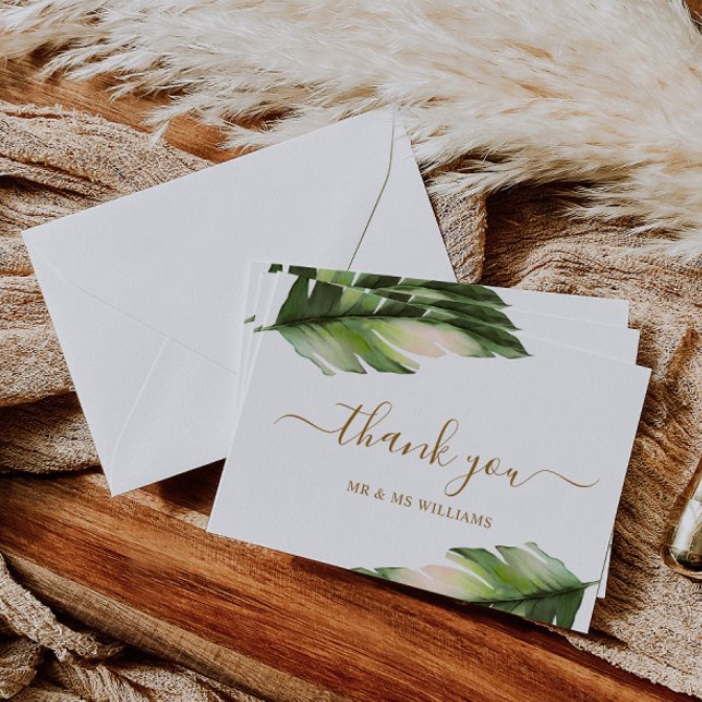 Cartão De Agradecimento Tropical Palm Leaf Wedding Thank You Card (Criador carregado)