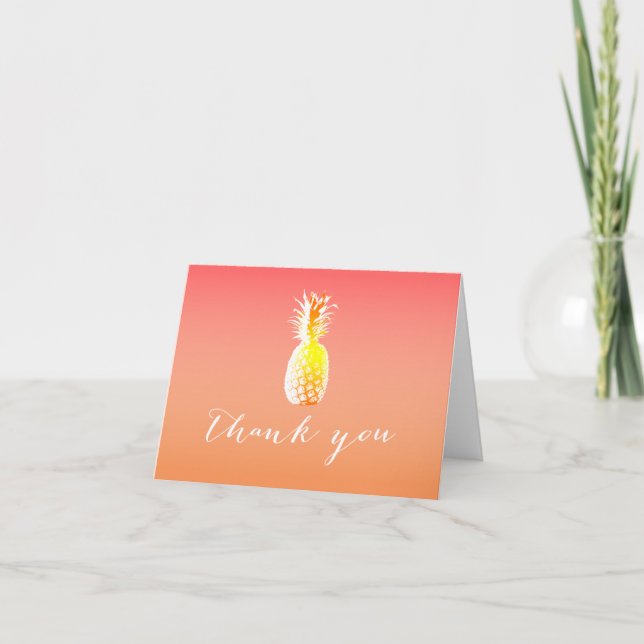 Cartão De Agradecimento Tropical Pineapple Thank You Cards (Frente)