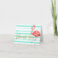 Tropical Watercolor Flamingo Dourada | Obrigado