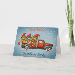 Cartão De Agradecimento Truck Elf de Natal