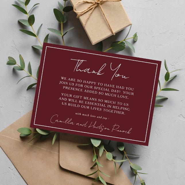 Cartão De Agradecimento True Simplicity 4 | Deep Burgundy | Thank You Note (Criador carregado)
