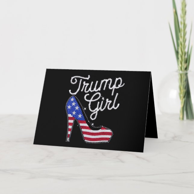 Cartão De Agradecimento Trump Girl High Heel American Flag Bling Patriot (Frente)