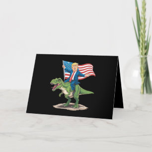 Cartão De Agradecimento Trump Montado em Dinossauro T Rex EUA Bandeira dos