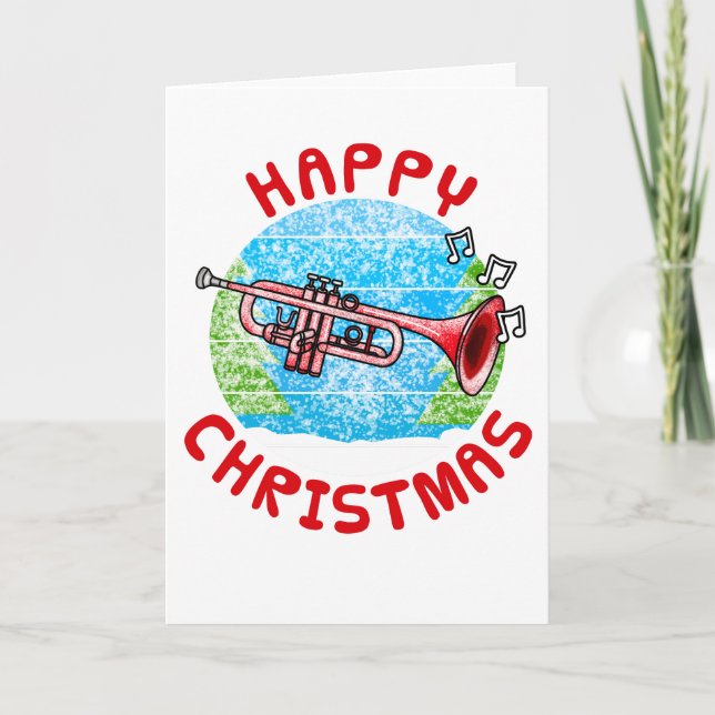 Cartão De Agradecimento Trumpet Christmas Card Trumpeter Brass Musical (Frente)