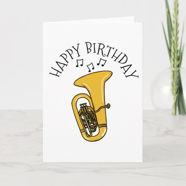 Cartão De Agradecimento Tuba Birthday Card Tubaist Brass Musico (Frente)