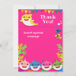 Cartão De Agradecimento Tubarões Rosa Aniversário Obrigado