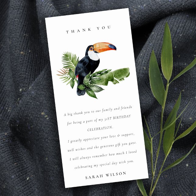 Cartão De Agradecimento Tucano da Floresta Tropical Fauna Aniversário de Q (Criador carregado)