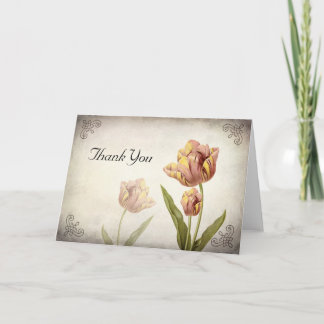 Cartão de Agradecimento Tulipa Papagaio Rosa