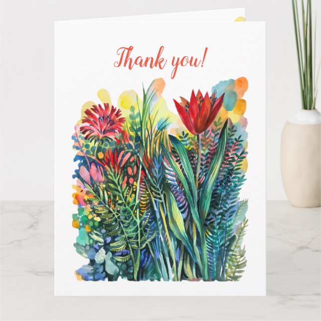 Cartão De Agradecimento tulipa vermelha (Frente)