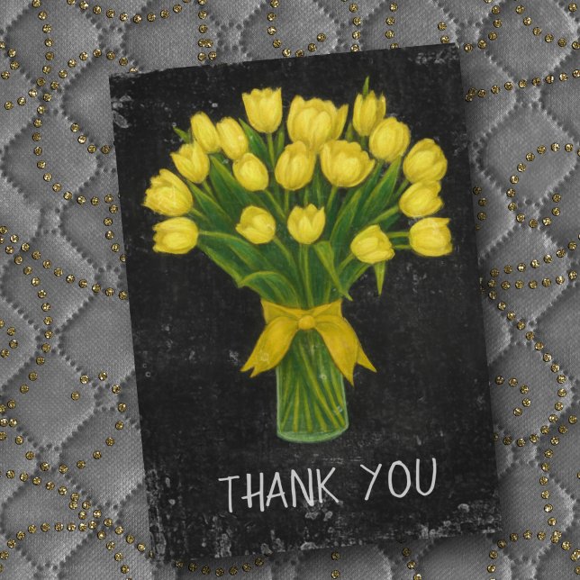 Cartão De Agradecimento Tulipas Amarelas Chalkboard (Criador carregado)