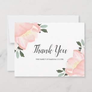 Cartão De Agradecimento Tulipas Elegantes Blush Floral Rosa Simpatia Funer