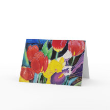 Tulipas Vermelhas, Daffodil Amarelo e Íris Púrpura