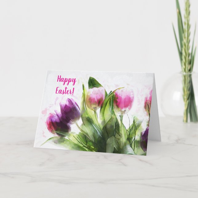 Cartão De Agradecimento TULIPS de páscoa (Frente)