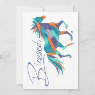 Cartão De Agradecimento Turquesa Flat Card Abençoada Cavalo por Sherry Jar