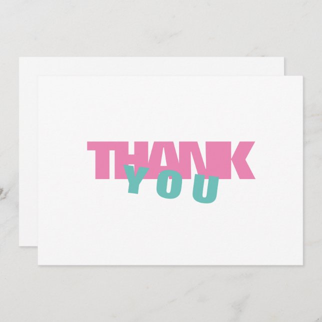 Cartão De Agradecimento Turquesa Moderna e Rosa Personalizados Obrigado (Frente/Verso)