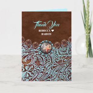 Cartão De Agradecimento turquesa obrigado de casamento oeste