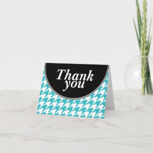 Cartão De Agradecimento Turquesa Personalizada Houndstooth Obrigado Cartõ