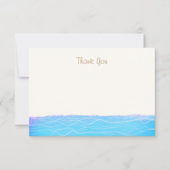 Cartão De Agradecimento Turquesa Tropical Oceano Ondas Agradecemos (Frente)