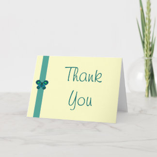 Cartão De Agradecimento Turquoise Butterfly Ribbon Wedding Thank You Card