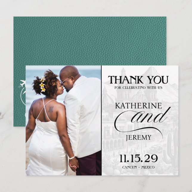 Cartão De Agradecimento Turquoise Mexico Passport (Frente/Verso)