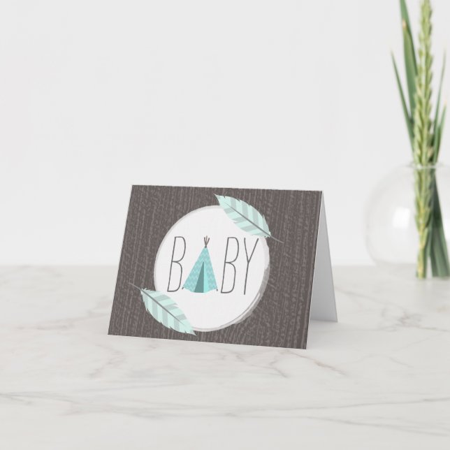 Cartão De Agradecimento Turquoise Tipi + Feathers Baby Card (Frente)