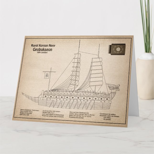 Cartão De Agradecimento Turtle Ship Geobukseon - Ship Blueprint SD (Frente)