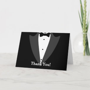Cartão De Agradecimento Tuxedo preto e branco Obrigado