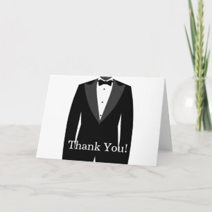 Cartão De Agradecimento Tuxedo preto e branco Obrigado