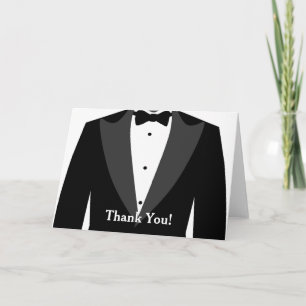Cartão De Agradecimento Tuxedo preto e branco Obrigado