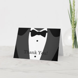 Cartão De Agradecimento Tuxedo preto e branco Obrigado