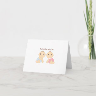 Cartão De Agradecimento Twin Boy / Girl Obrigado Nota