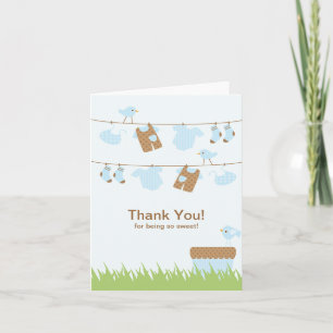 Cartão De Agradecimento Twin Boys Clothesline Thank You Note Card