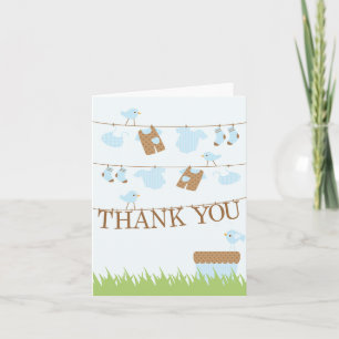 Cartão De Agradecimento Twin Boys Clothesline Thank You Note Card