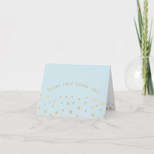 Cartão De Agradecimento Twin Boys thank you note, blue gold stars