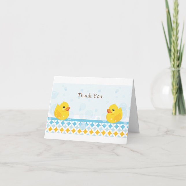 Cartão De Agradecimento Twin Rubber Duckies Thank You Card (Frente)