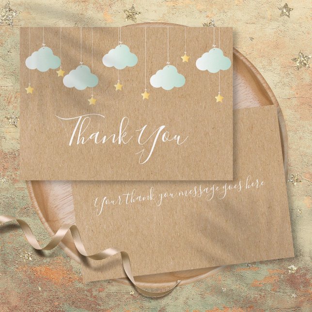 Cartão De Agradecimento Twinkle Twinkle - Pequena Chá de fraldas de Estrel (Twinkle Twinkle Little Star Baby Shower Thank You Card)