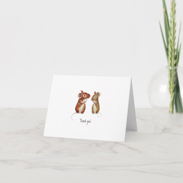 Cartão De Agradecimento Two Mice Thank You Card (Frente)