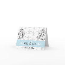 Two Tuxedo Groom Gay Wedding Thank You