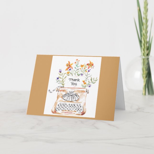 Cartão De Agradecimento Typewriter Thanks Greeting Card (Frente)